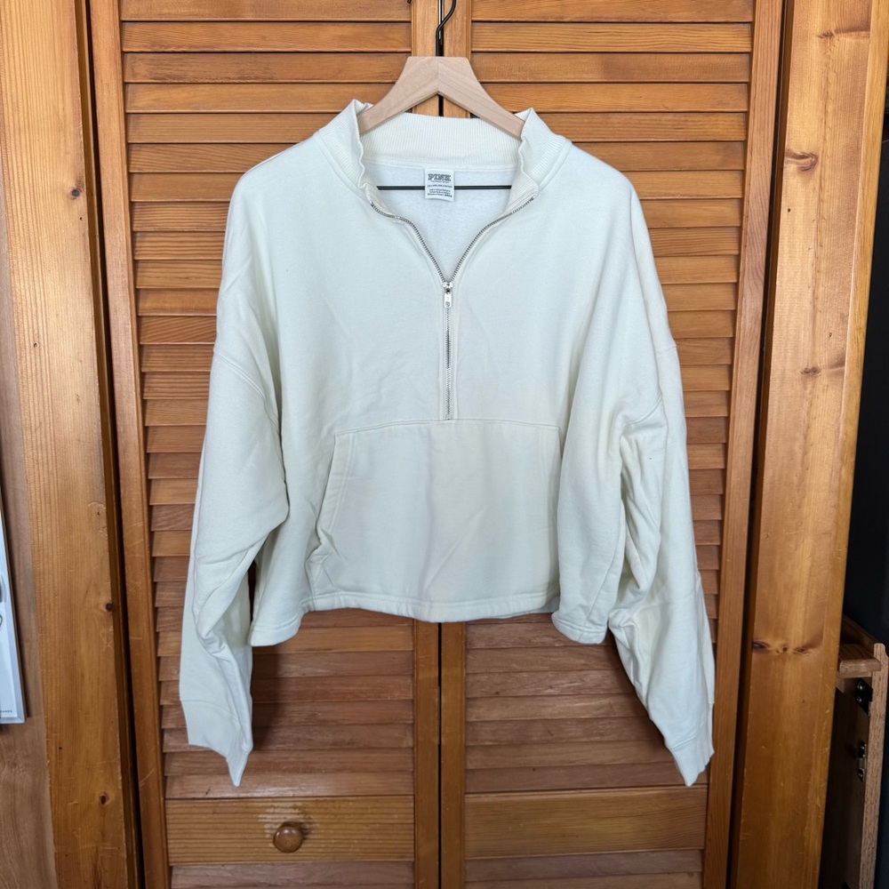 PINK Victoria's Secret Cream Quarter-Zip Sweatshirt